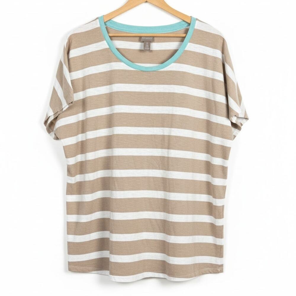 Chico's Women XL Coastal Nautical Minimalist Preppy Staple Stripe Dolman T-Shirt